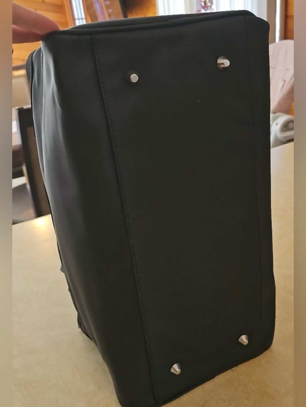 Versace Black Duffel with White Greek Key Detail - Picture 9 of 11